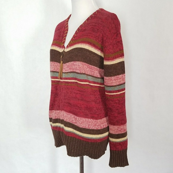 Multicolored Stripes Front Zip Cardigan - Picture 3 of 9